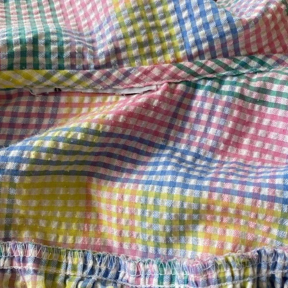 Pastel Plaid Cottagecore Dress Prairie Smock Midi Pockets Vintage Style M - Picture 9 of 9